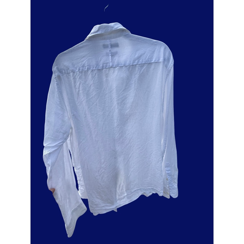 Banana Republic Mens White 100% Linen Slim Fit Shirt L Coastal Old Money Eco - Picture 2 of 6